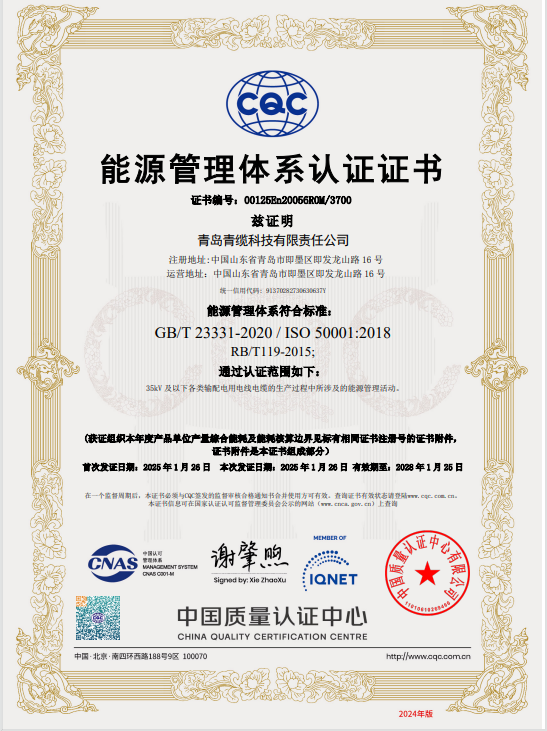 能源管理體系認證證書